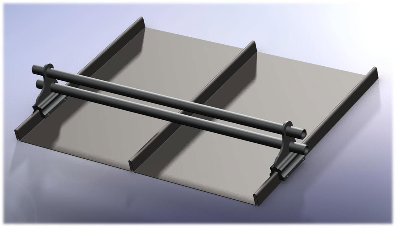 Two-pipe snow retention system mounted on a standing-seam metal roof